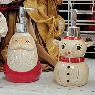 Vintage Christmas Soap Dispensers, Santa and Reindeer