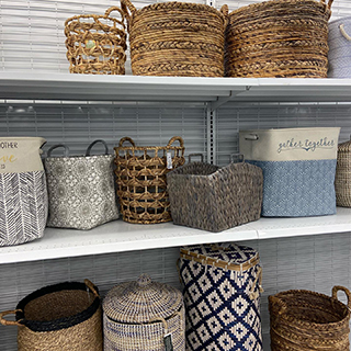 Ross store display with various handmade baskets