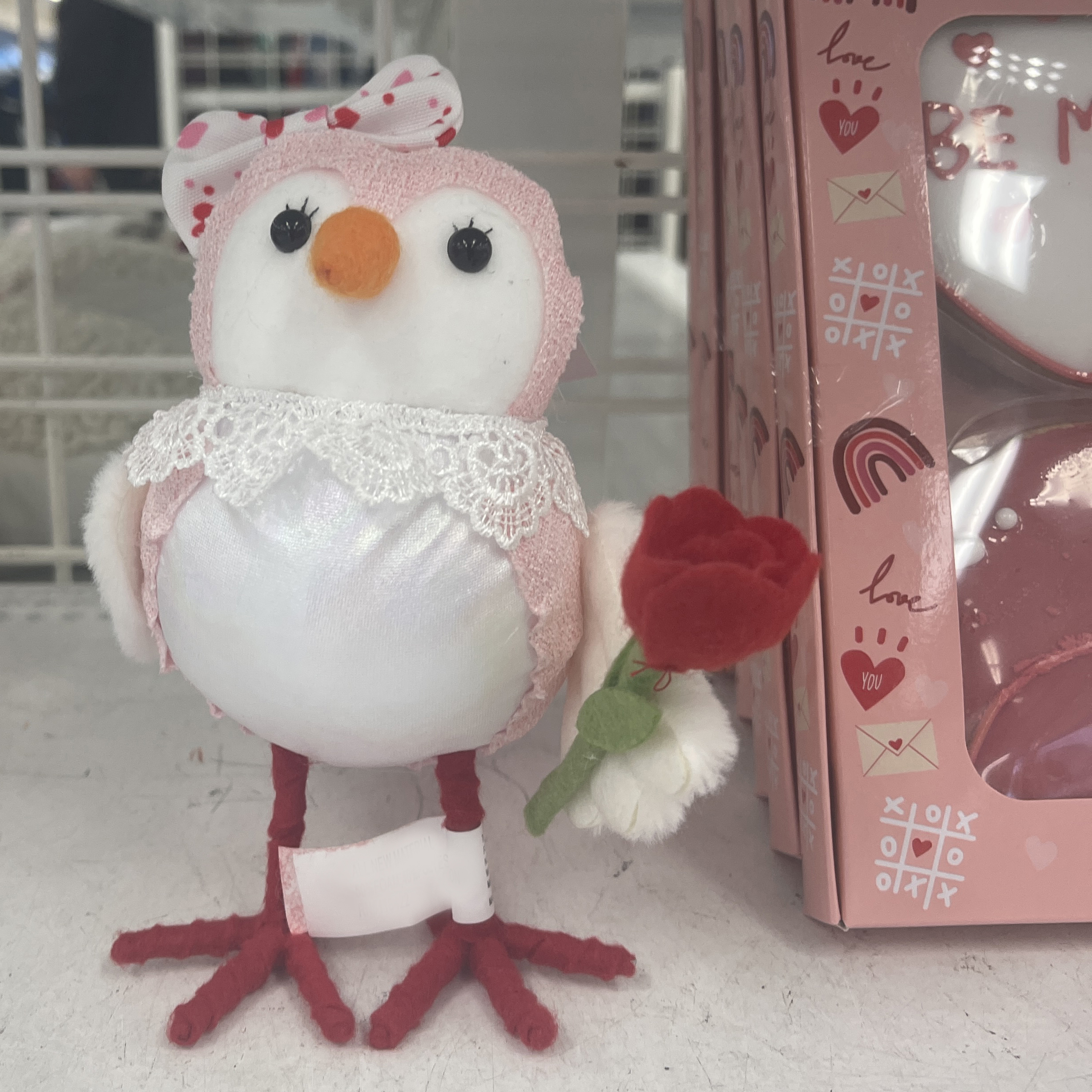 Valentine’s Day gift felt bird holding a rose