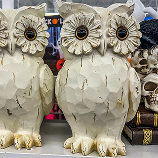 Cute and affordable fall home decor owl statues from a Ross store