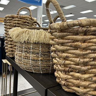 Beautiful decorative woven baskets at a great value in a Ross store