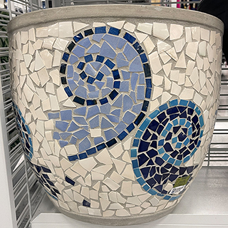 High quality cream and blue color mosaic flower pot found at Ross.