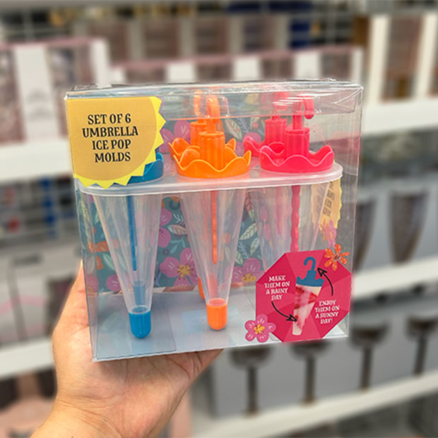 Umbrella popsicle molds set of four found in store at Ross.