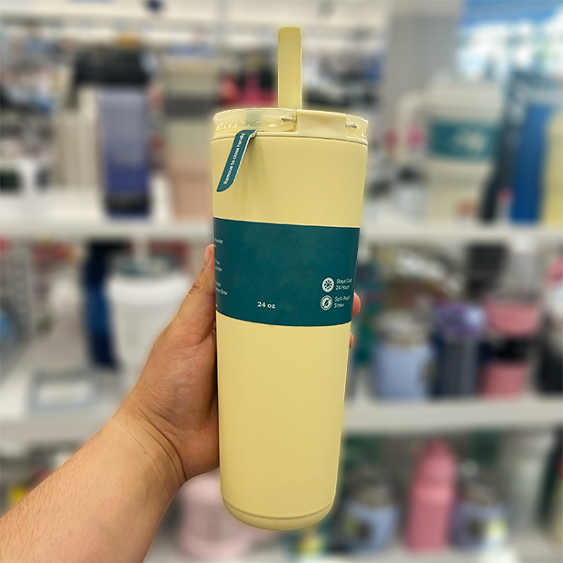 Yellow cup with straw found in store at Ross.