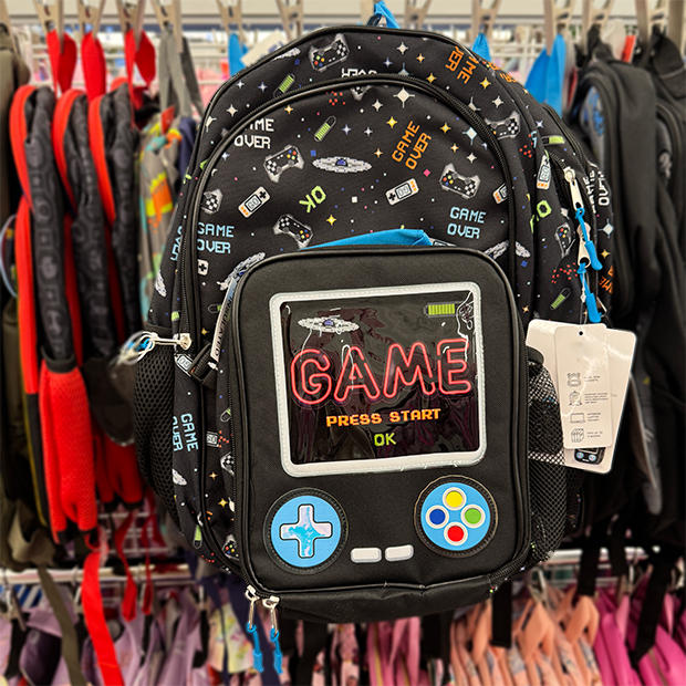 Gamer design backpack found in store at Ross.